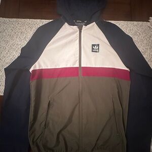 Adidas Men's Navy, White, and Olive Windbreaker